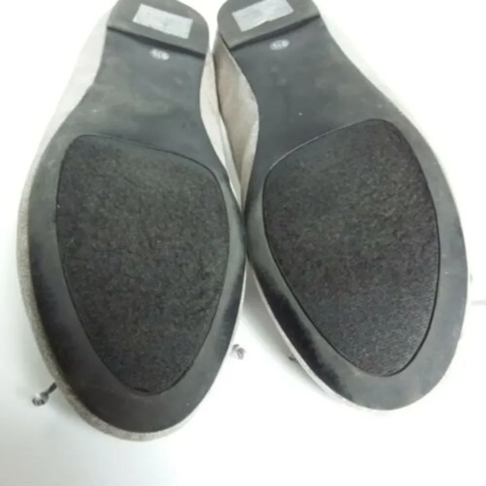 Chico's Glitter Faux Fur Lined Bow Front Flats Silver 9.5